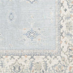 RUGGABLE Washable Vintage Area Rug – Verena Soft Blue 6 ft Round, Stain-Resistant, Non-Slip – Medium Machine Washable Rugs for Living Room, Bedroom, Hallway, Entryway & Office–with Cushioned Pad