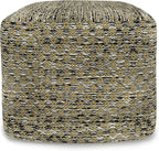 SIMPLIHOME Janelle Boho Square Woven Outdoor/ Indoor Pouf in Multi Color Recycled PET Polyester for the Living Room, Bedroom and Kids Room