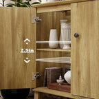 Modern Storage Cabinet 3 in 1 Buffet Storage with Wood Legs and Adjustable Shelf for Dinnig Room Living Room Entryway, Brown Oak