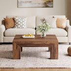 Tribesigns Farmhouse Square Coffee Table for Living Room, 39.37-Inch Low Large Center Tea Accent Table with Sturdy Legs, Easy Assembly (Dark Brown)