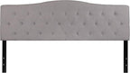 EMMA + OLIVER Arched Button Tufted King Size Headboard in Light Gray Fabric