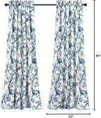 Lush Decor Dolores Light Filtering Window Panels, Pair, 52" W x 84" L, Blue - Floral Curtains for Bedroom - Vintage Curtains - Coquette Room Decor