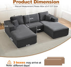 Modular Sectional Cloud Couch for Living Room,Modern Boneless Couche Set with Plush Corduroy,Comfy Floor Sofa with Memory Foam,Stupendous U Shaped Sofa,No Assembly Required,Grey