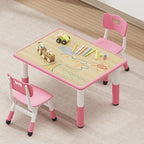 Brelley Kids Table and 2 Chairs Set, Height Adjustable Toddler Desk 31.5" L x 23.6" W and Chair Set, Graffiti Desktop, Classroom/Daycare/Home, Children Multi-Activity Table for Ages 2-8