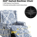Premium 360° Swivel Recliner Chair with Footrest - Luxurious Cotton Linen & Botanical Design-Bule Pattern