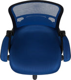 Flash Furniture Porter High-Back Swivel Office Chair with Adjustable Lumbar Support and Seat Height, Ergonomic Mesh Desk Chair with Flip-Up Armrests, Blue/Black