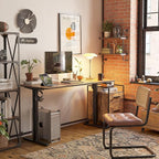 FEZIBO One-Piece Standing Desk Adjustable Height Stand up Home Office Desk, 48x24 Inch Electric Standing Computer Desk, with 4 Memory Presets, Headphone Hook, Rustic Brown