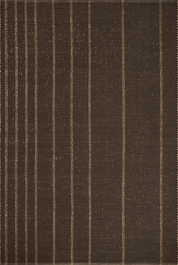 Loloi Leanne Ford Weatherstaff Collection WTS-01 Espresso/Natural 8'-6" x 11'-6" Area Rug Jute, Striped, Neutral, Living Room, Bedroom, Dining Room