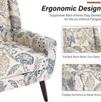 Accent Chair, Modern Fabric Armchair for Living Room, Comfy Upholstered Arm Chair Tufted for Indoor Bedroom Office Room (Pattern Leaf)