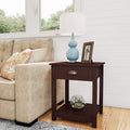 Side Table - Wooden Night Stand with Drawer and Open Storage Shelf - Shaker Style Bedroom or Living Room Furniture - Use as Bedside or End Table by Lavish Home (Brown)
