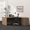 82.67" x 66.93" Bow Front L-Shaped Executive Desk with 3-Drawer File Cabinet (Lime)