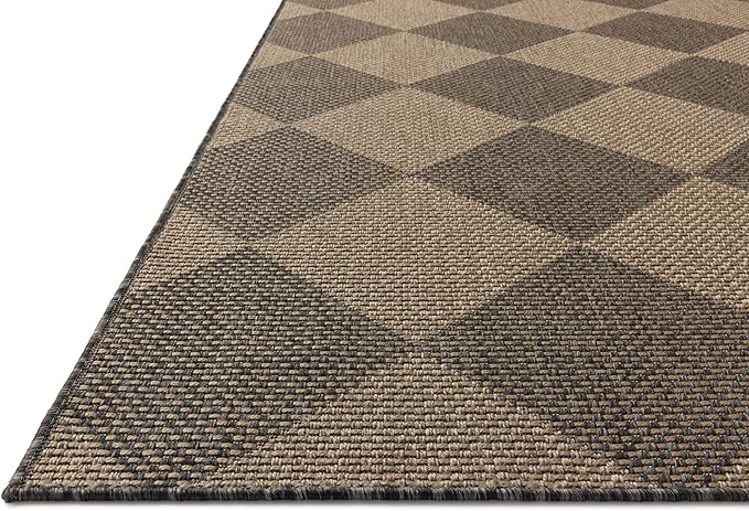 Loloi Chris Loves Julia Providence Collection PRC-04 Graphite/Sand 2'-3" x 7'-7", .12" Pile Height, Indoor/Outdoor Runner Rug