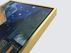 Wieco Art Framed Art Canvas Prints of Cafe Terrace at Night Canvas Prints Wall Art by Van Gogh Paintings Reproduction Abstract Artwork for Wall Decor Golden Frame VAN-0060_5060-GF