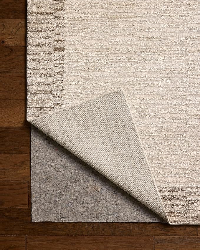 Loloi Chris Loves Julia Calvin Collection CLV-04 Ivory/Pebble 2'-7" x 7'-6" Runner Rug Checkered Neutral Soft Living Room Bedroom Carpet