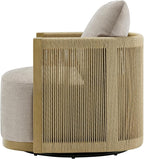 CHITA Braid Swivel Accent Chairs, Modern Comfy FSC Certified Armchair with Paper Cord & Wood Frame for Living Room and Bedroom, Fully Assembled - Linen