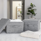 Household Essentials Large Fabric Storage Bins with Lids, Graphite, Set of 2