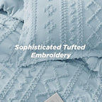 Bedsure Tufted Boho Comforter Set Full Size - Light Blue Boho Bed Set, GentleSoft™ 3 Pieces Farmhouse Shabby Chic Embroidery Bedding, Gifts for Woman, Soft Jacquard Full Comforter for All Seasons