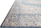 Loloi Layla Collection LAY-07 Blue/Tangerine 3'-6" x 5'-6" .13" Thick Accent Rug, Soft, Durable, Vintage Inspired, Distressed, Low Pile, Non-Shedding, Easy Clean, Printed, Living Room Rug