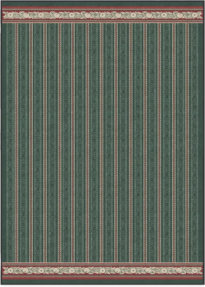 RUGGABLE x Morris & Co Machine Washable Area Rug – Fruit Stripe Spruce Green 10x14, Stain-Resistant, Non-Slip – Large Rugs for Living Room, Bedroom, Hallway, Entryway & Office–with Standard Pad