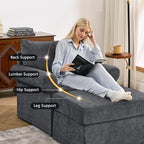 35.82" Accent Chair with Ottoman Upholstered Living Room Chairs for Reading Chair with Chaise Lounge Chairs Indoor, Comfortable Armchair for Bedroom (Gray, 35.82")