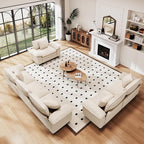PHI VILLA Cloud Modular Couches Sets, 3 Pieces Large Sectional Sofa Set with Loveseats & Armchair, 6-Seater Upholstered Couch for Living Room, Corduroy Fabric, Beige