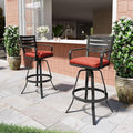 Pellebant 29.5" Sunbrella Outdoor Bar Stools Set of 2, Aluminum Swivel Patio Bar Height Bar Stools with Back & Footrest, Rust-Proof High Barstools for Deck Lawn Garden,Red