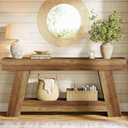 Tribesigns 70.9" Extra Long Console Table, Farmhouse 2-Tier Wooden Sofa Table, Rustic Entryway Tables with Open Storage Shelf for Entrance, Hallway, Living Room (Rustic Brown)