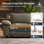 HERA'S HOUSE 54" Modular Sectional Sofa Couches for Living Room, Comfy Cloud Couch 1-Seater Deep Seat Sofa with Throw Pillow, Chenille Ash
