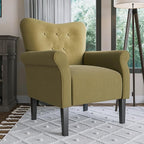 BELLEZE Modern Accent Chair, High Back Armchair, Upholstered Wingback Side Chair, Padded Single Sofa with Wooden Legs for Living Room, Bedroom - Avocado
