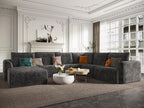 EASE MOOSE Sectional Cloud Couch Oversized for Living Room, 7-Seat Modular Boneless Sofa U-Shaped Sofa with Ottoman, No-Assembly Chenille Couch, Dark Grey