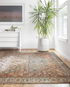Loloi Layla Collection LAY-05 Ocean/Multi 5'-0" x 7'-6" .13" Thick Area Rug, Soft, Durable, Vintage Inspired, Distressed, Low Pile, Non-Shedding, Easy Clean, Printed, Living Room Rug