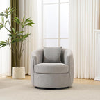 Swivel Accent Chair, Modern Upholstered Boucle Barrel Arm Chairs with Pillow for Living Room, 360 Degree Round Swivel Sherpa Armchair with Round Base for Bedroom Club (1, Grey)
