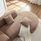 135.4" Oversized Curved Sofa, Modern Minimalist Comfy Sectional Couch, Upholsted Boucle Luxury Sofas Chaise, 6 Seater Modular Couches for Living Room Home Office Apartment((Right Facing,Camel)