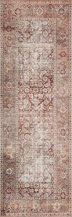 Loloi Layla Collection LAY-11 Cinnamon/Sage 5'-0" x 7'-6" .13" Thick Area Rug, Soft, Durable, Vintage Inspired, Distressed, Low Pile, Non-Shedding, Easy Clean, Printed, Living Room Rug