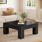Tribesigns Farmhouse Square Coffee Table for Living Room, 39.37-Inch Low Large Center Tea Accent Table with Sturdy Legs, Easy Assembly (Black)