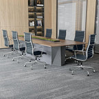 Ribbed Office Chair with Top Grain Leather - High Back Ergonomic Desk Chair with Aluminum Arm Rest and 5-Star Base, Swivel Chair Dark Blue