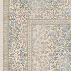 RUGGABLE x Morris & Co Washable Area Rug – Blackthorn Ivory Blue 3x5, Stain-Resistant, Non-Slip – Small Machine Washable Rugs for Living Room, Bedroom, Hallway, Entryway & Office–with Cushioned Pad