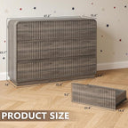 Dresser for Bedroom with 6 Drawers, Fluted Chest of Drawers with Round Curved Corner, Hidden Handles, Modern Wood Storage Organizer for Bedroom, Nursery, Living Room