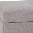 SIMPLIHOME Oregon 42 inch Wide Contemporary Rectangle Storage Ottoman Bench with Tray in Cloud Grey Linen Look Fabric, Assembled, For the Living Room, Entryway and Family Room
