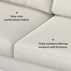 SIMPLIHOME Ava Sofa and Ottoman in 100% Recycled Polyester Performance Fabric, Cream, 76-inch-Wide 2-Seater Loveseat and Matching 36-inch-Wide Table Ottoman for Living Room, 2-Piece Set