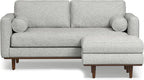SIMPLIHOME Morrison Mid-Century Modern 72 inch Wide Sofa with Ottoman Set in Mist Grey Tightly Woven Performance Fabric for the Living Room and Family Room
