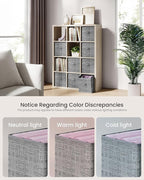 SONGMICS Storage Cubes, 10.2 x 10.2 x 11 Inches Non-Woven Fabric Bins with Double Handles, Set of 8, Closet Organizers for Shelves, Foldable, for Clothes, Cattail Gray UROB826G01