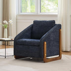Modern Upholstered Armchair with Wooden Frame, 29" W x 29" D x 29" H, Light Gray Chenille Fabric, Living Room Accent Chair (Blue)