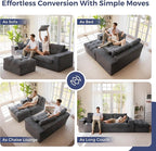 MAXYOYO Sectional Sofa Couch and Chaise Lounge, L Shaped Modern Cloud Couch with Ottoman, Comfy Sofa with Layered Cushion, Tufted Upholstered Sleeper Chair for Living Room, No Assembly Required