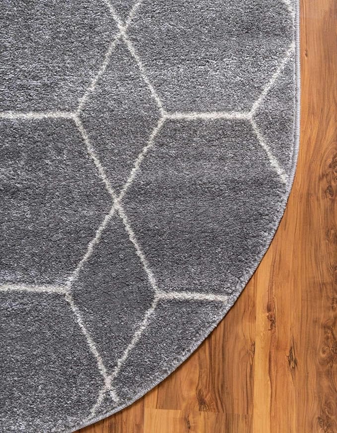 Unique Loom Trellis Frieze Collection Area Rug - Geometric (5' x 8' Oval, Light Gray/ Ivory)