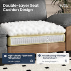 PHI VILLA Cloud Modular Couch Sets, 123.6" Sectional Sofa with L-Shaped Chaise, 4-Seater Upholstered Couches with Movable Ottoman for Living Room, Corduroy Fabric, Grey