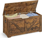 VASAGLE Storage Chest, Storage Trunk with 2 Safety Hinges, Storage Bench, Shoe Bench, Farmhouse Style, 15.7 x 39.4 x 18.1 Inches, for Entryway, Bedroom, Living Room, Rustic Brown ULSB060T01