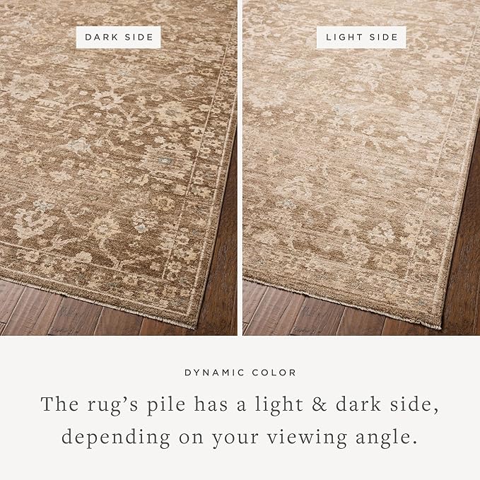 Loloi Chris Loves Julia Palma Collection PLM-09 Brown/Earth 5'-3" x 7'-6" Fringe Area Rug Vintage Style Boho Living Room Bedroom Carpet