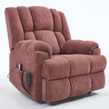 Power Lift Recliner Chair for Elderly, Oversized Chenille Electric Recliners Chairs for Living Room, Dual Motor 180° Lay Flat Recliner Big Sofa with Massage and Heating, Heavy-Duty, Red