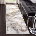 SAFAVIEH Craft Collection Runner Rug - 2'3" x 12', Grey & Gold, Modern Abstract Design, Non-Shedding & Easy Care, Ideal for High Traffic Areas in Living Room, Bedroom (CFT877F)